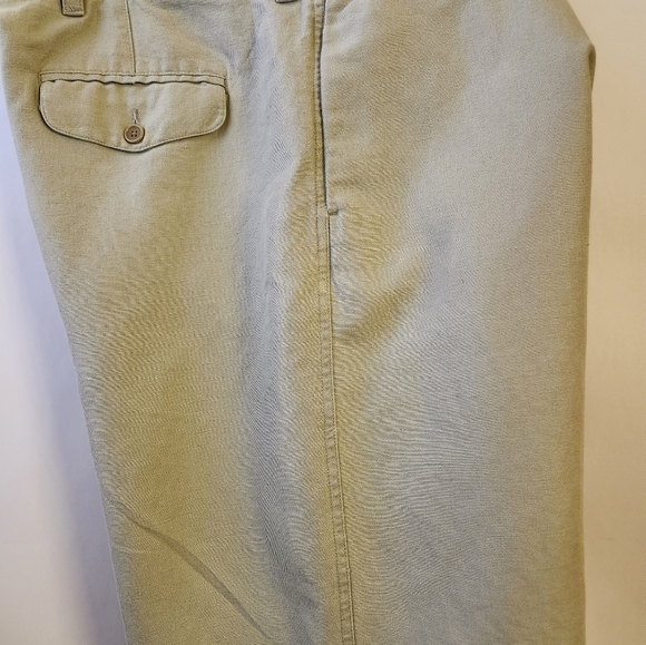 Izod Linen Bermuda Shorts Green Khaki 42 Waist Five Pockets - Picture 4 of 7